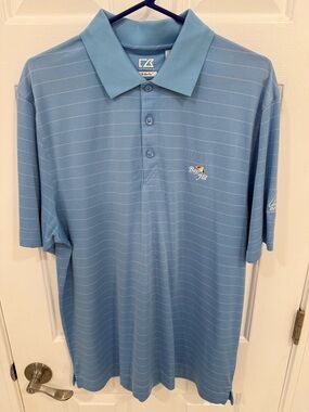Cutter & Buck Light Blue Striped Men's Golf Polo